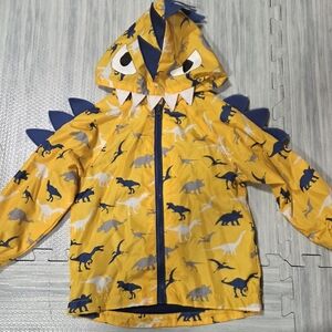 Little Rebels Yellow Dinosaur Raincoat with Blue Accents Size 3t